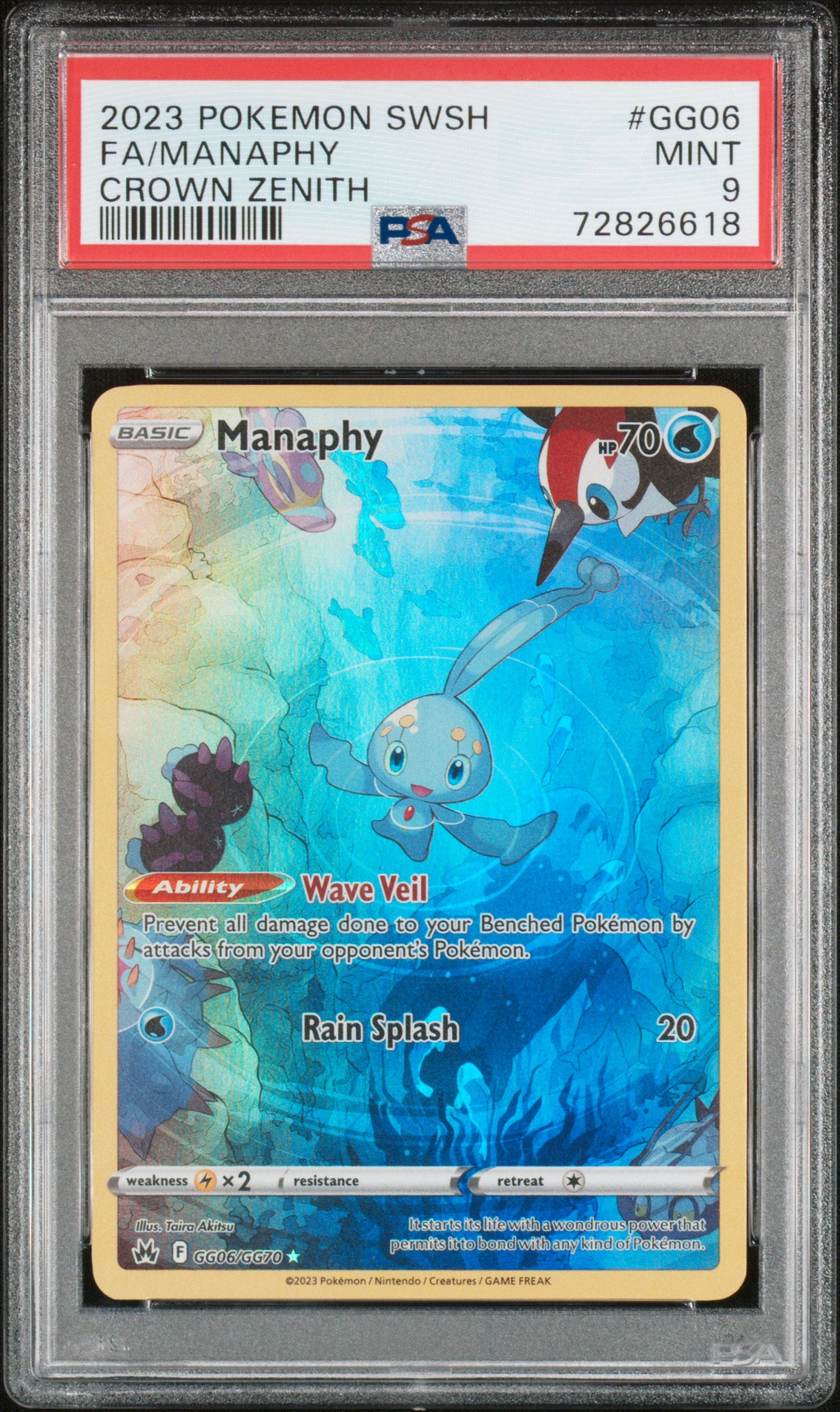 POKEMON TCG - MANAPHY GG06/GG70 PSA 9 SWORD SHIELD CROWN ZENITH POKEMON