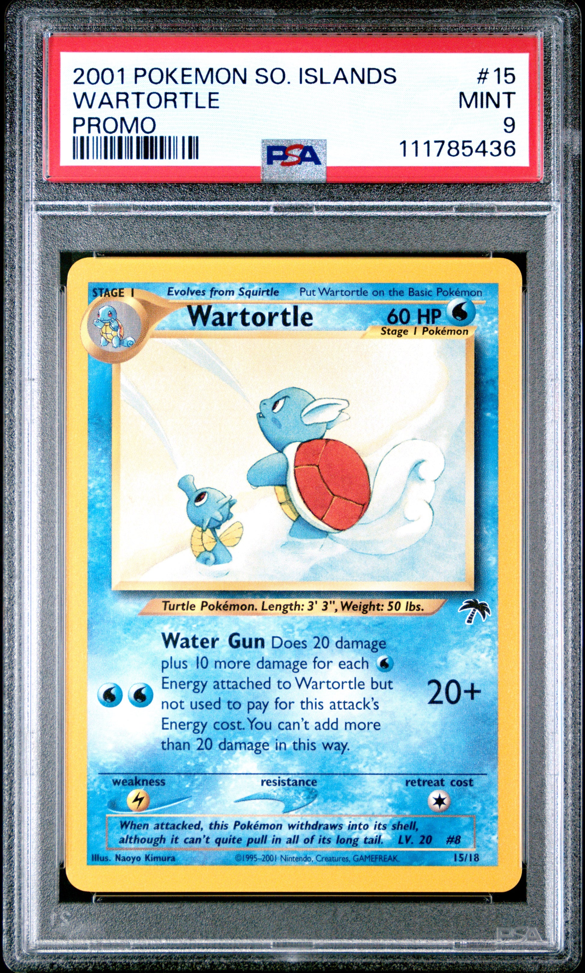 WARTORTLE 15/18 PSA 9 SOUTHERN ISLANDS PROMO POKEMON