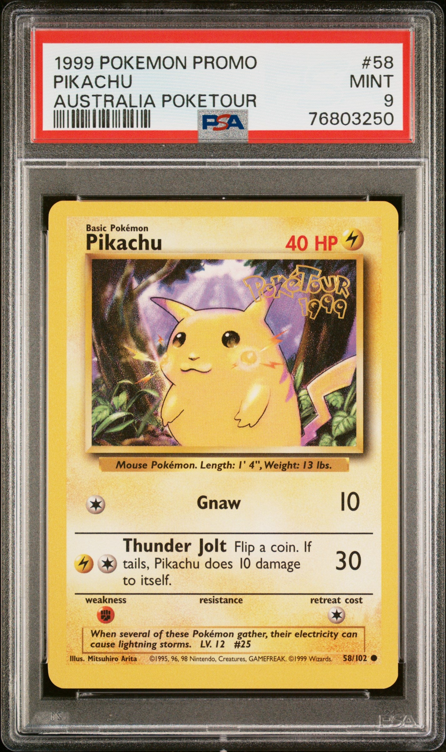 PIKACHU 58/102 PSA 9 AUSTRALIA POKETOUR GAME PROMO POKEMON