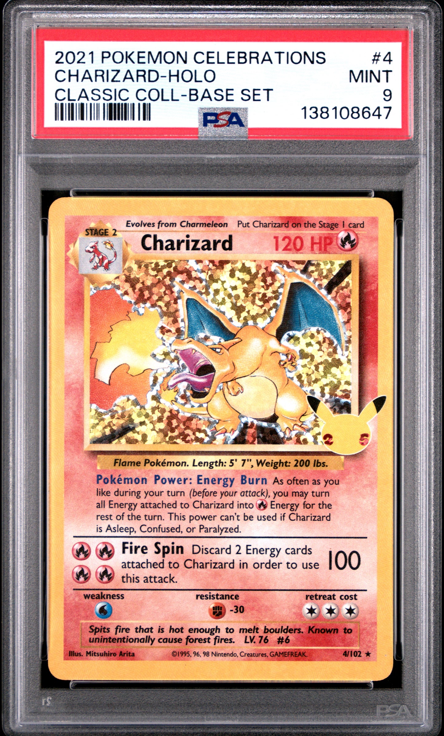 CHARIZARD HOLO 4 PSA 9 CELEBRATIONS CLASSIC COLLECTION POKEMON