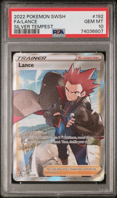 POKEMON TCG - LANCE 192/195 PSA 10 SILVER TEMPEST FULL ART