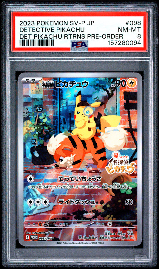 DETECTIVE PIKACHU 098/SV-P PSA 8 RETURNS PRE-ORDER SV-P PROMO POKEMON JAPANESE