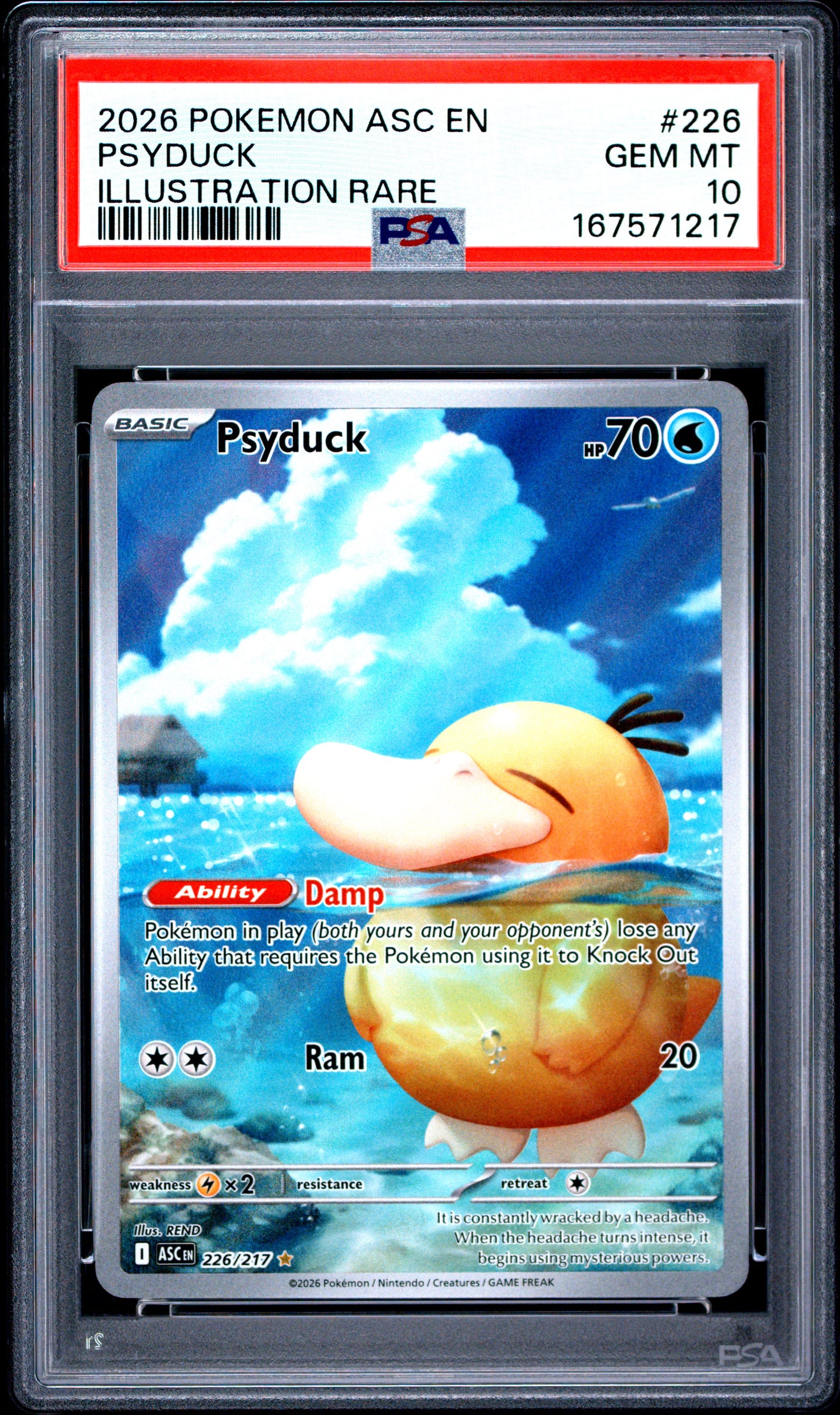 POKEMON TCG - PSYDUCK 226 PSA 10 ILLUSTRATION RARE ASCENDED HEROES POKEMON