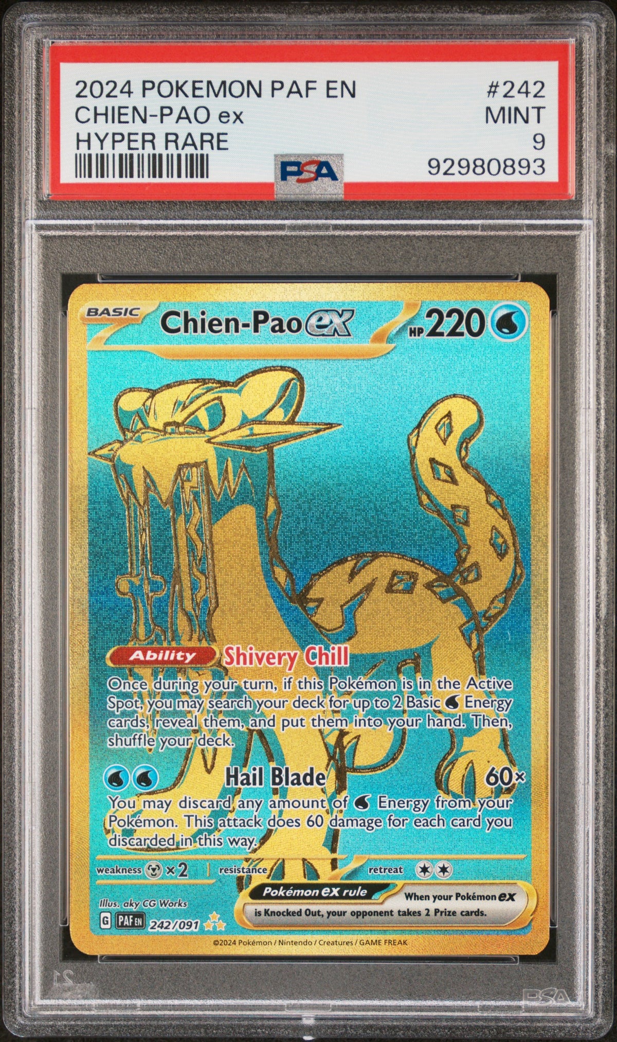 CHIEN-PAO EX 242/091 PSA 9 HYPER RARE PALDEAN FATES POKEMON