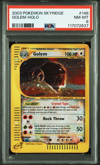 POKEMON TCG - GOLEM 148/144 POKEMON PSA 8 SKYRIDGE HOLO RARE