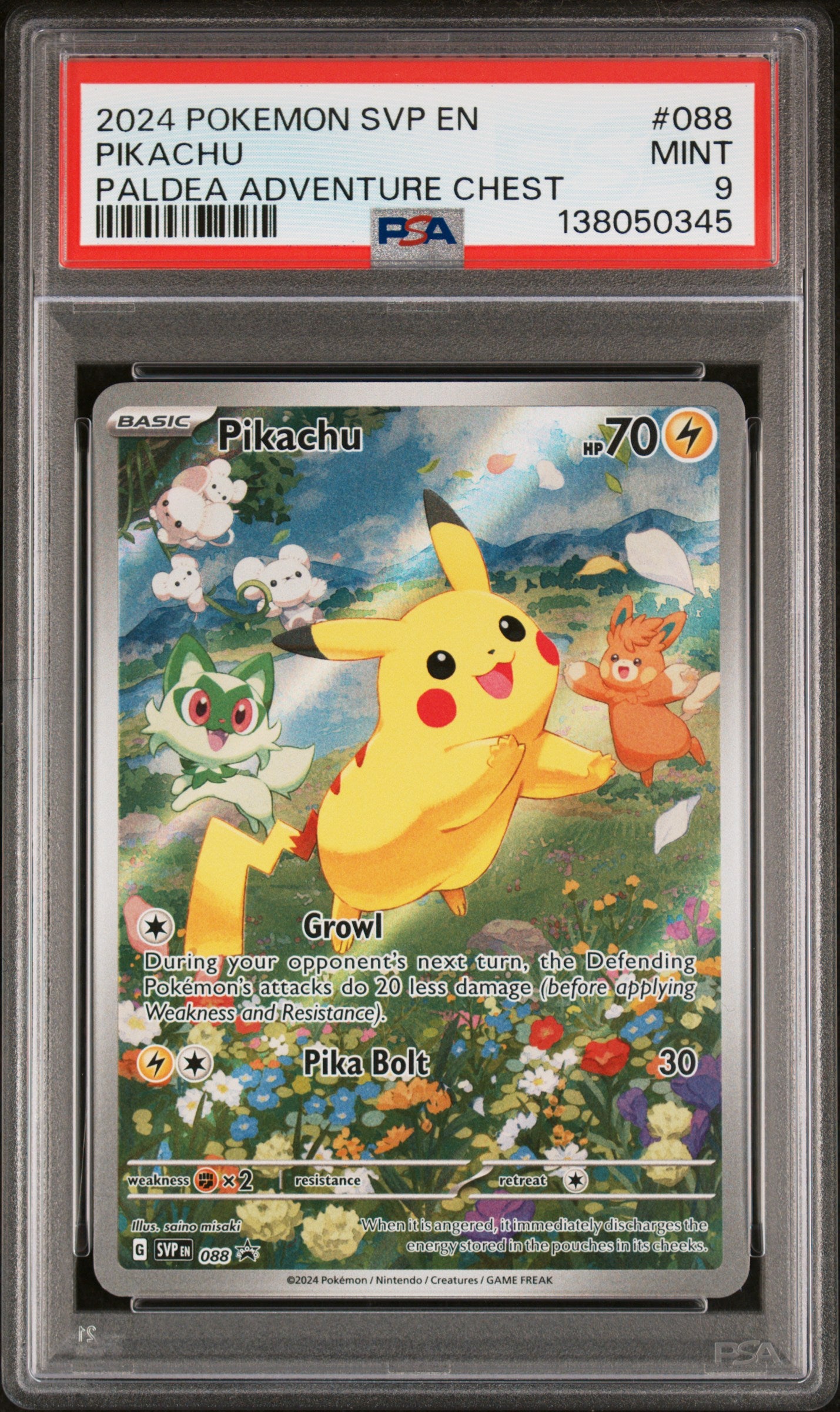PIKACHU 088 PSA 9 PALDEA ADVENTURE CHEST SV BLACK STAR PROMO POKEMON