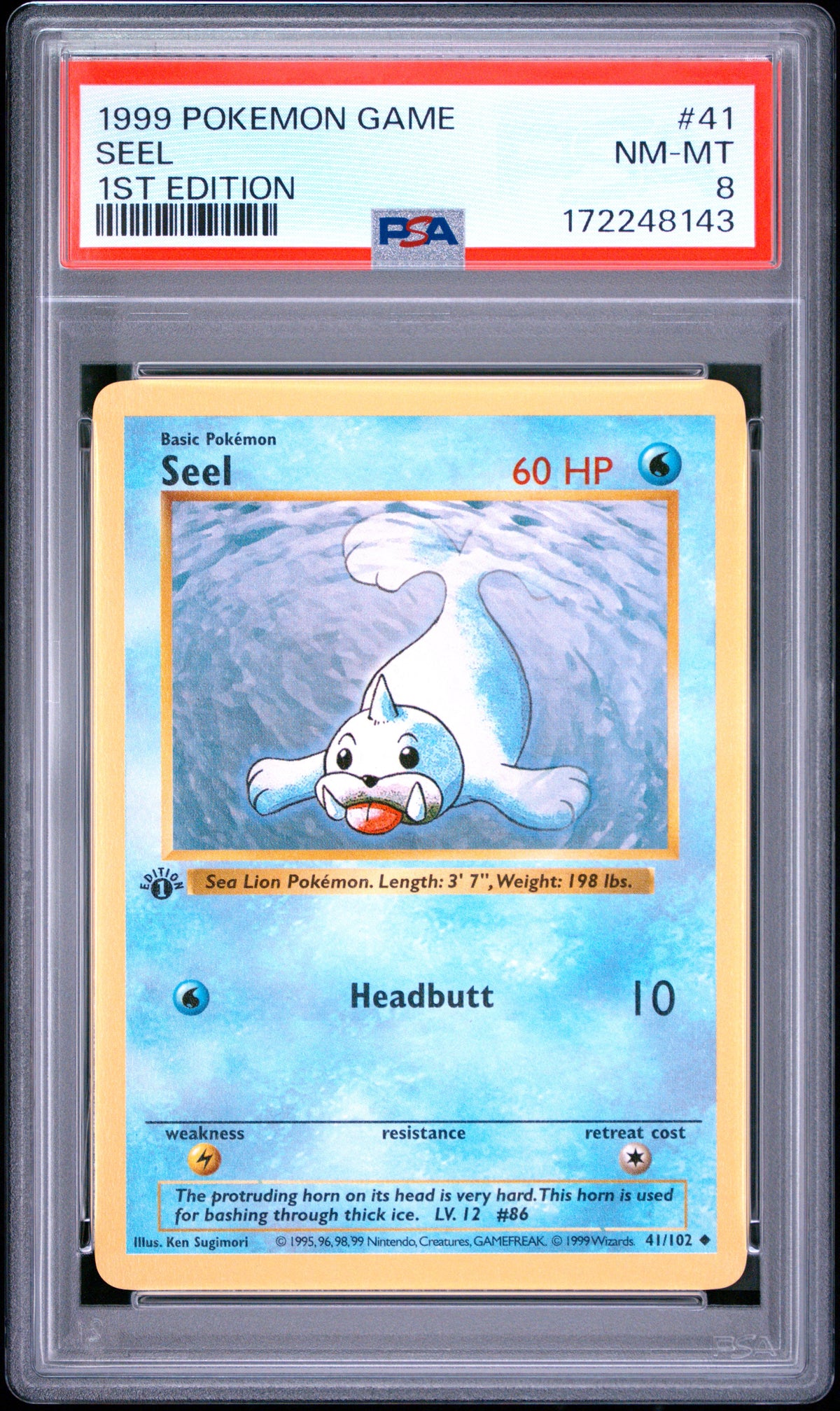 SEEL 41/102 PSA 8 1ST EDITION GAME POKEMON