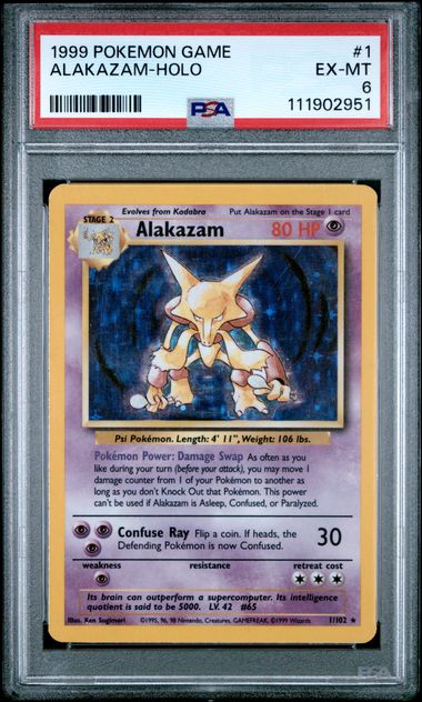 POKEMON TCG - ALAKAZAM 1/102 PSA 6 BASE SET HOLO RARE