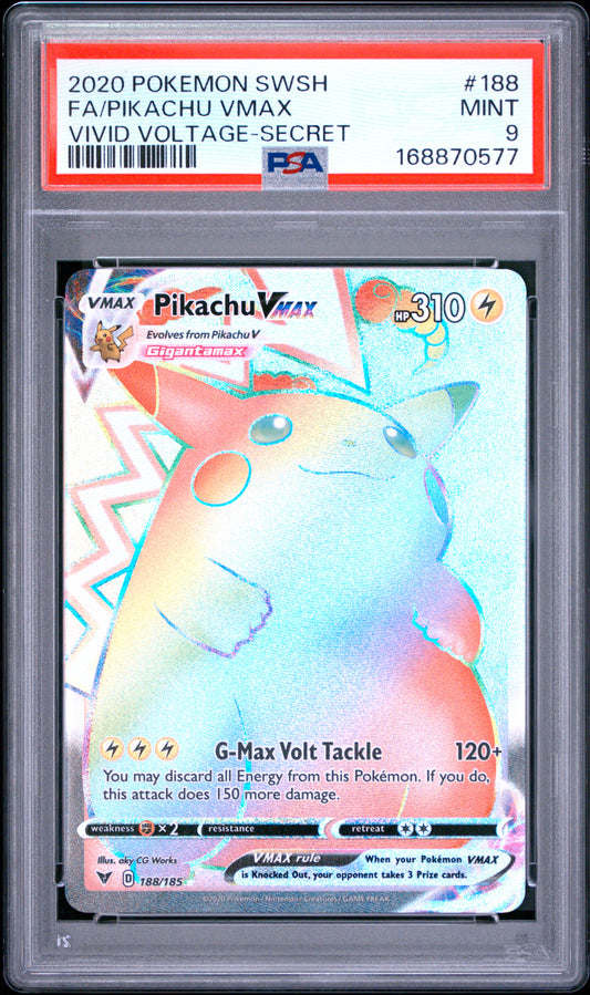 PIKACHU VMAX 188/185 PSA 9 SECRET VIVID VOLTAGE POKEMON