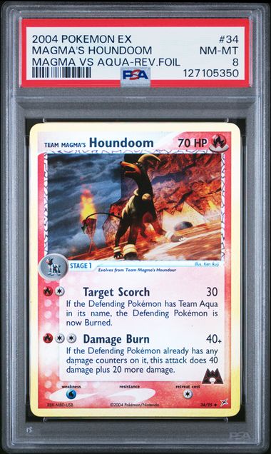 POKEMON TCG - TEAM MAGMA'S HOUNDOOM 34/95 PSA 8 MAGMA VS AQUA REVERSE HOLO