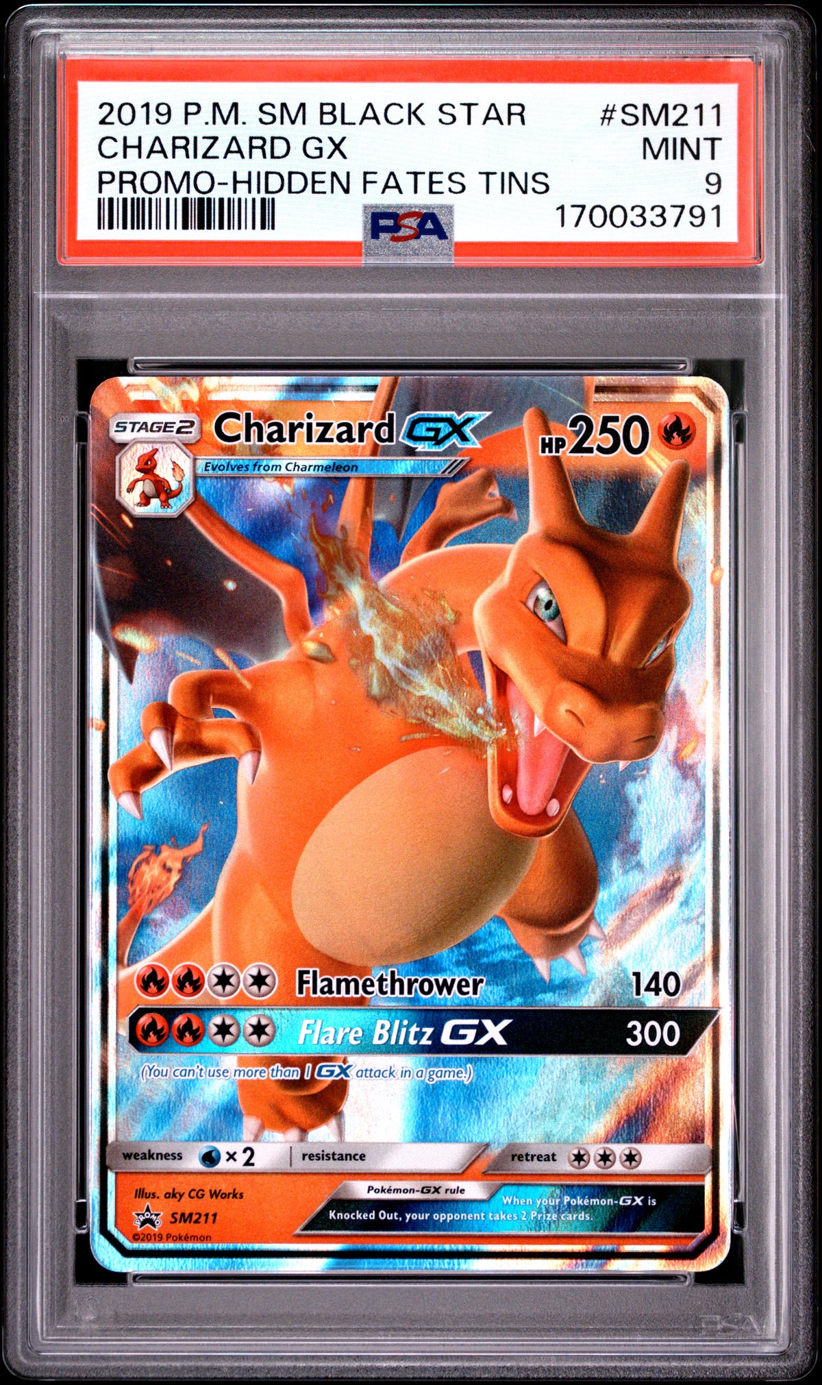 CHARIZARD GX SM211/68 PSA 9 HIDDEN FATES TINS SM BLACK STAR PROMO POKEMON