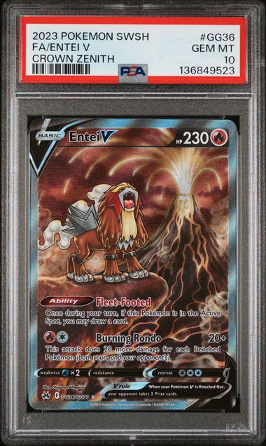 POKEMON TCG - ENTEI V GG36/GG70 PSA 10 CROWN ZENITH FULL ART