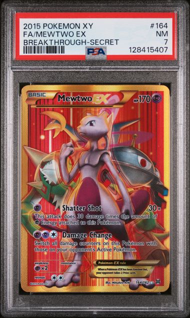 POKEMON TCG - MEWTWO EX 164/162 POKEMON PSA 7 XY BREAKTHROUGH SECRET RARE
