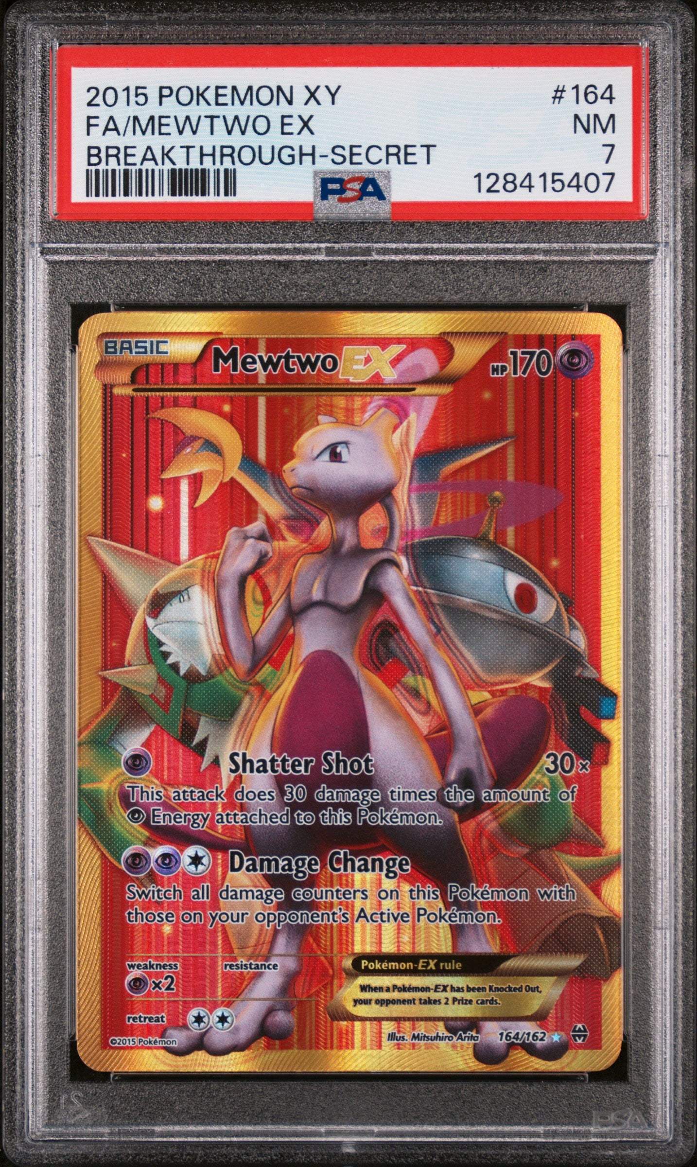 MEWTWO EX 164/162 PSA 7 SECRET BREAKTHROUGH POKEMON