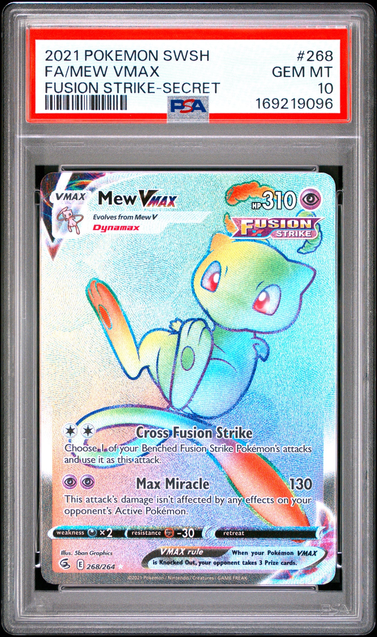 MEW VMAX 268/264 PSA 10 SECRET FUSION STRIKE POKEMON