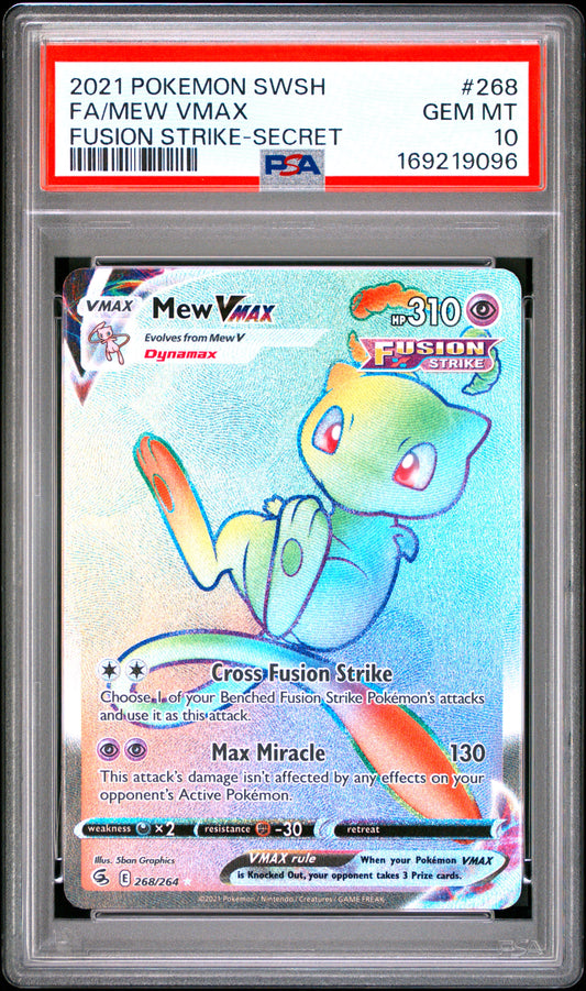 MEW VMAX 268/264 PSA 10 SECRET FUSION STRIKE POKEMON
