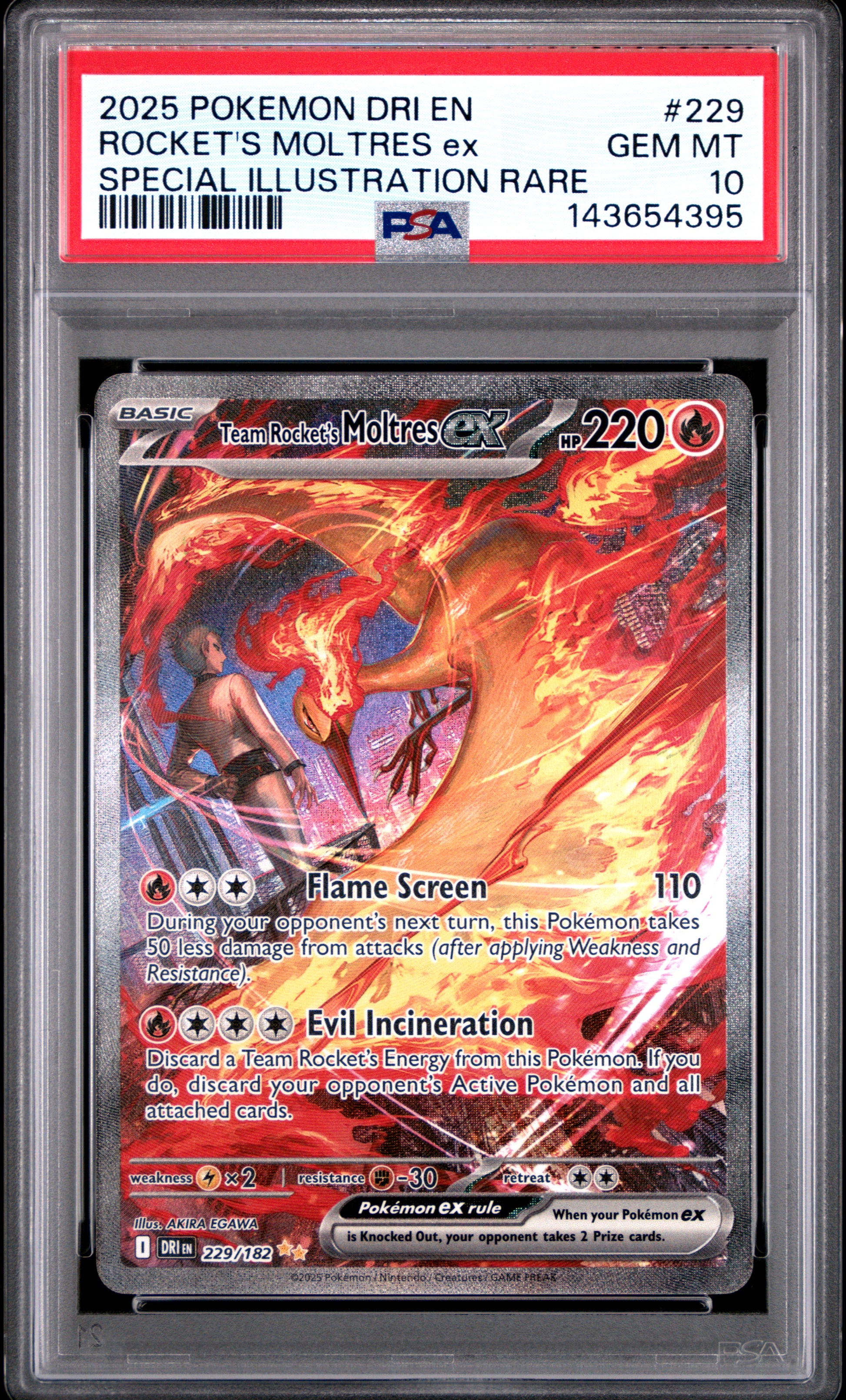 TEAM ROCKET'S MOLTRES EX 229/182 PSA 10 SPECIAL ILLUSTRATION RARE POKEMON