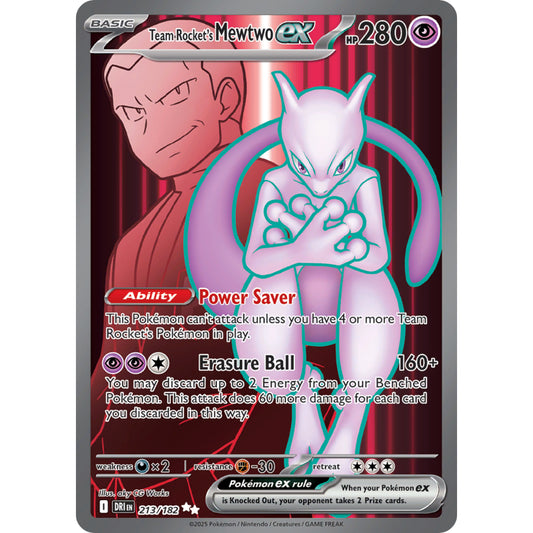 POKEMON TCG - TEAM ROCKET'S MEWTWO EX 213/182 DESTINED RIVALS FULL ART