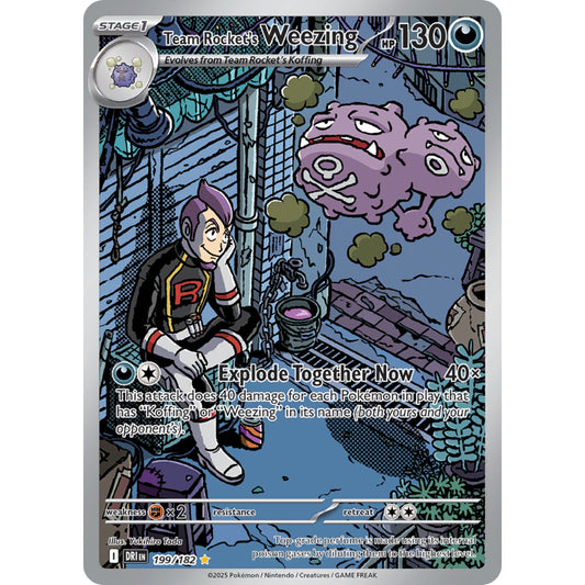 POKEMON TCG - TEAM ROCKET'S WEEZING DESTINED 199/182 RIVALS ILLUSTRATION RARE