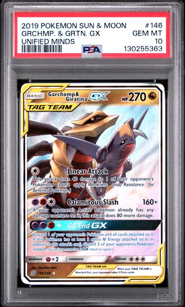 POKEMON TCG - GARCHOMP & GIRATINA GX 146/236 PSA 10 UNIFIED MINDS