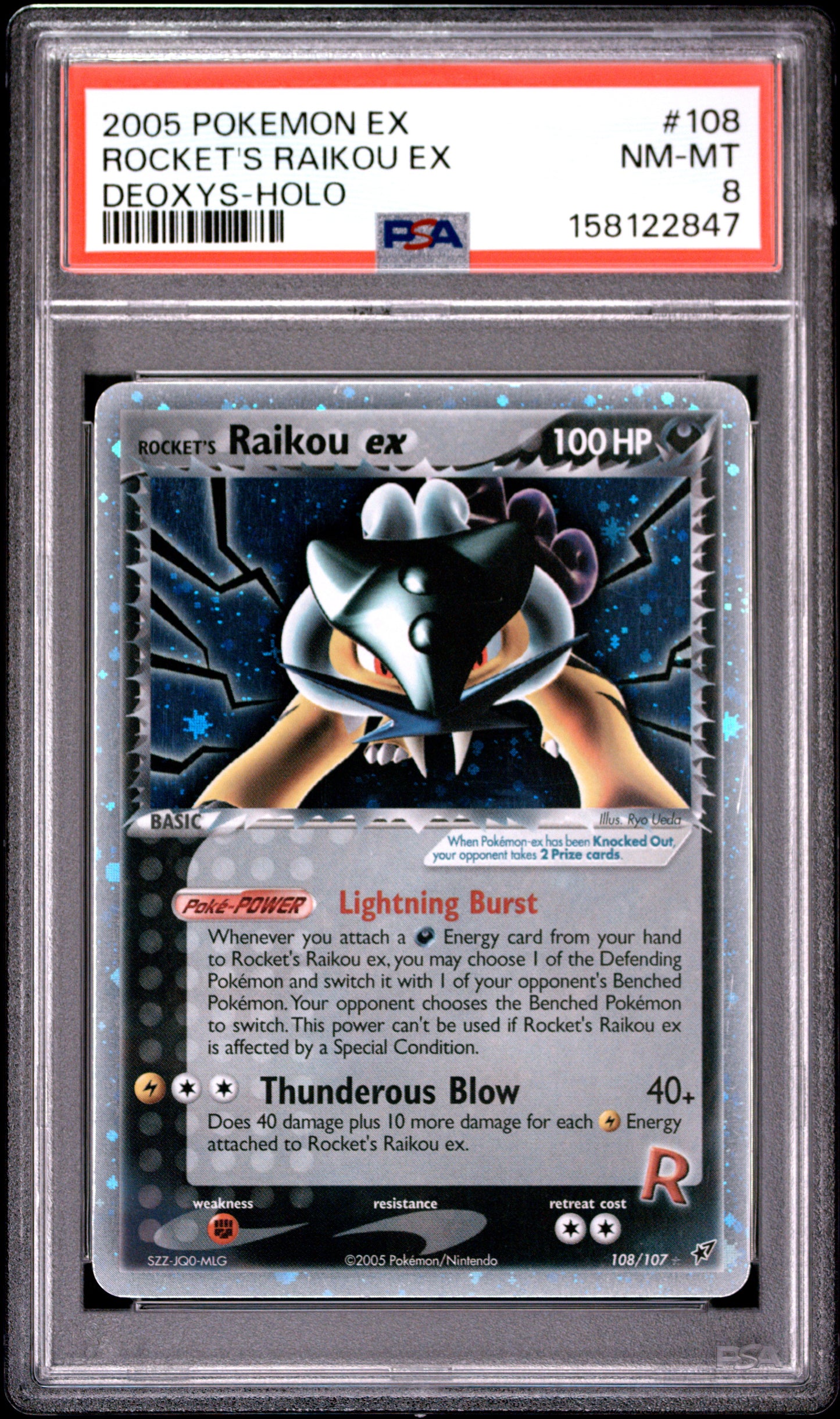 ROCKET'S RAIKOU EX HOLO 108/107 PSA 8 DEOXYS POKEMON