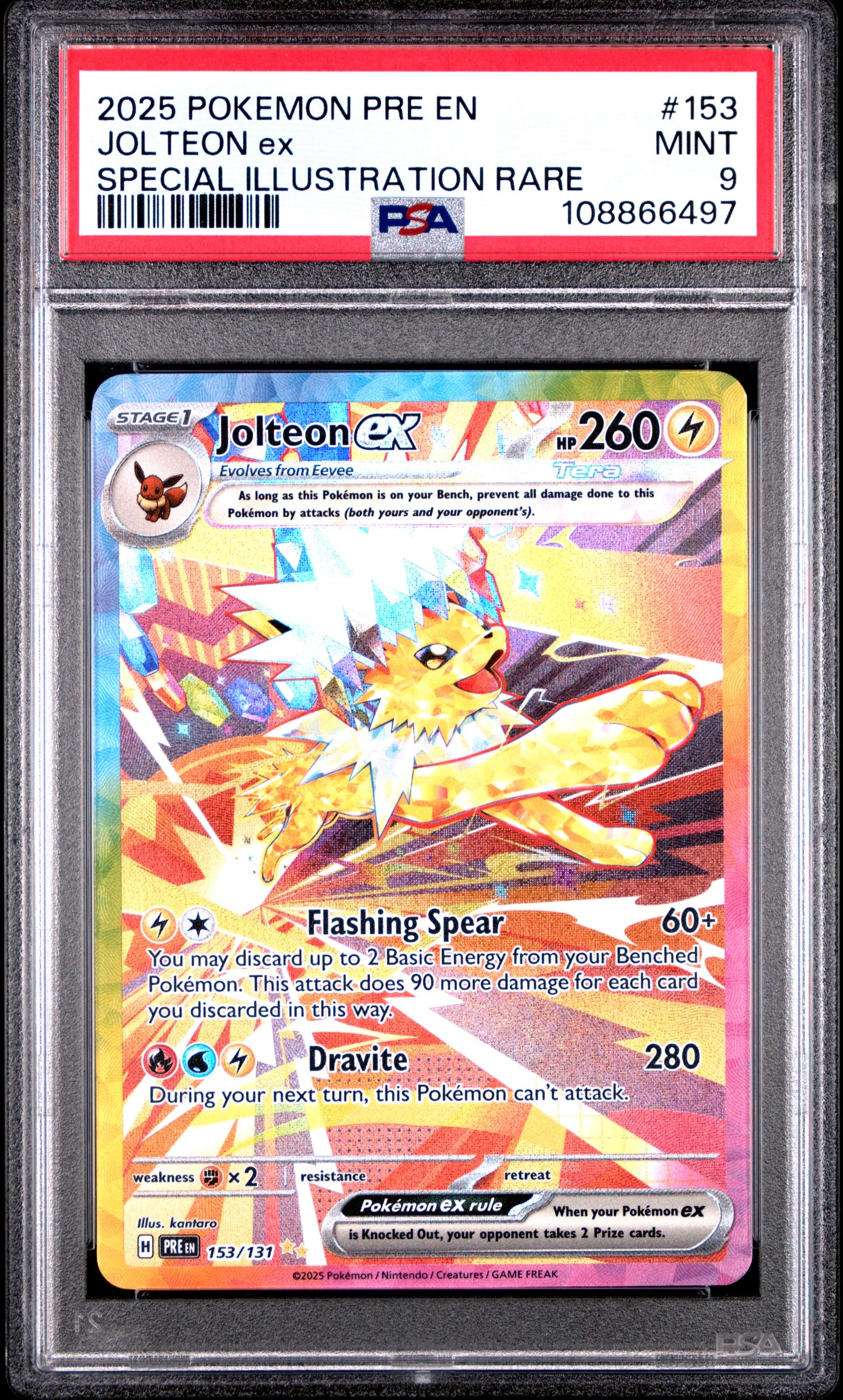 JOLTEON EX 153/131 PSA 9 SPECIAL ILLUSTRATION RARE PRISMATIC EVOLUTIONS POKEMON