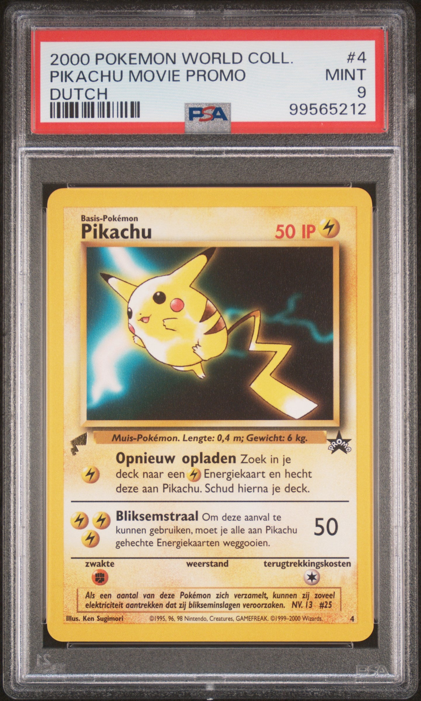 PIKACHU MOVIE PROMO 4 PSA 9 DUTCH PIKACHU WORLD COLLECTION POKEMON