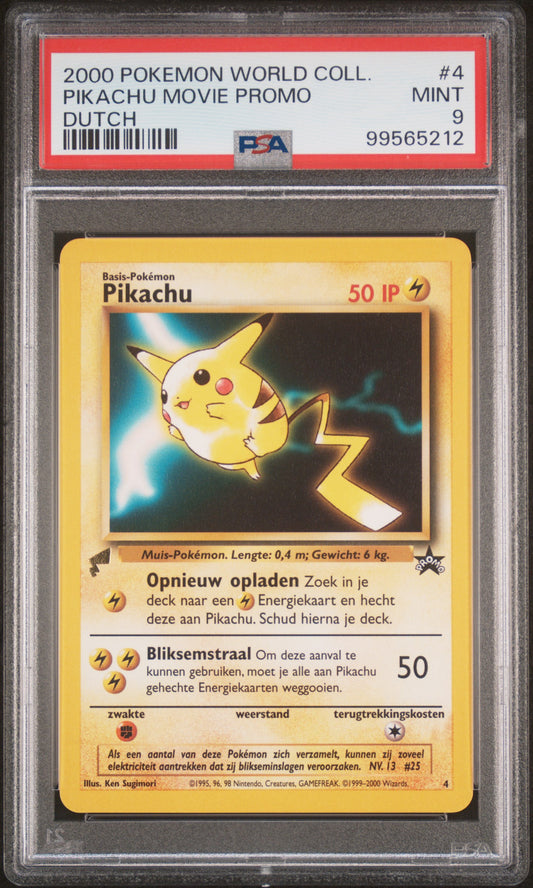 PIKACHU MOVIE PROMO 4 PSA 9 DUTCH PIKACHU WORLD COLLECTION POKEMON