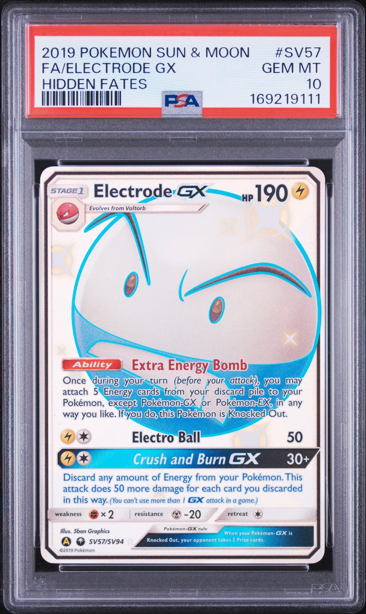 ELECTRODE GX SV57/SV94 PSA 10 HIDDEN FATES POKEMON