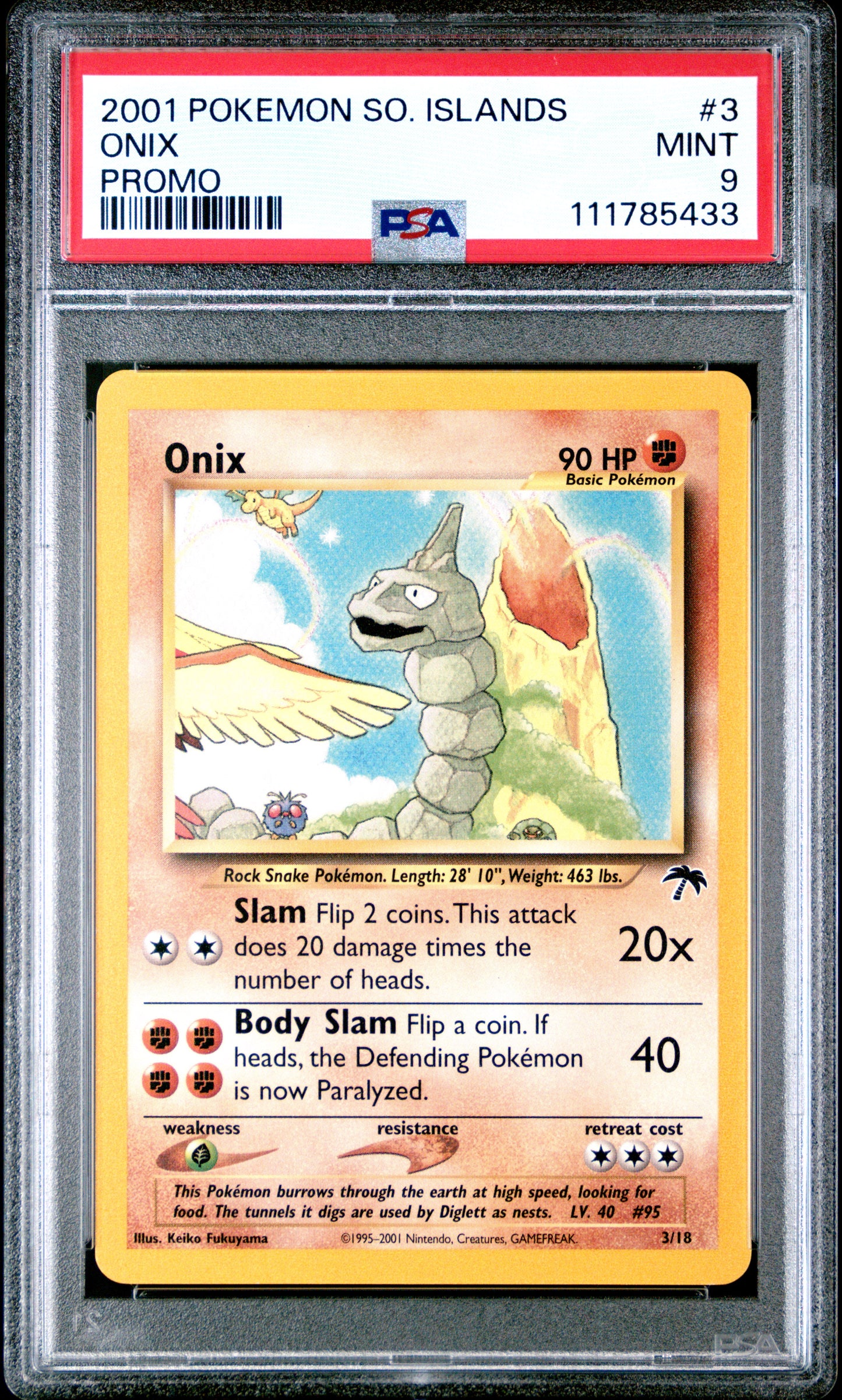 ONIX 3/18 PSA 9 SOUTHERN ISLANDS PROMO POKEMON