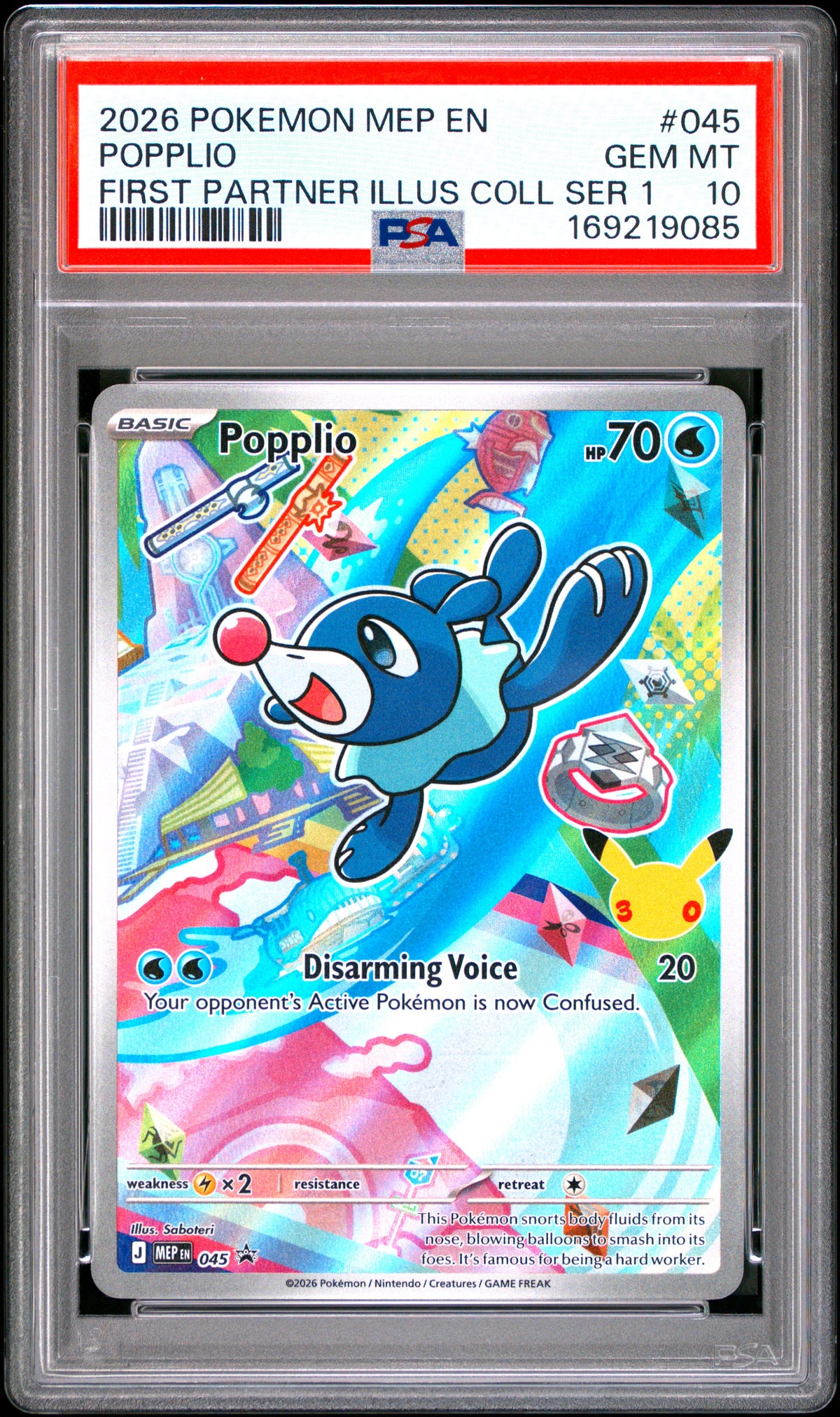 POPPLIO 045 PSA 10 FIRST PARTNER ILLUSTRATION COLLECTION SERIES 1 POKEMON
