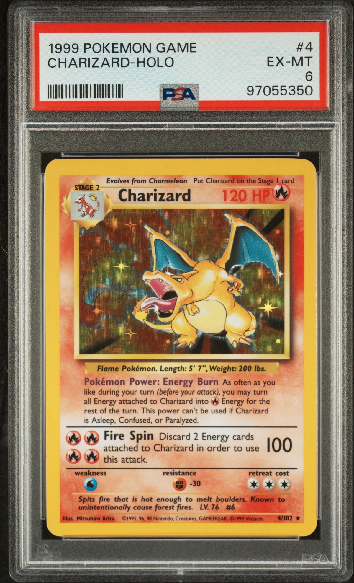 CHARIZARD HOLO 4/102 PSA 6 GAME POKEMON